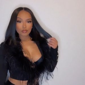 Shop Akira Feather Cropped Blazer